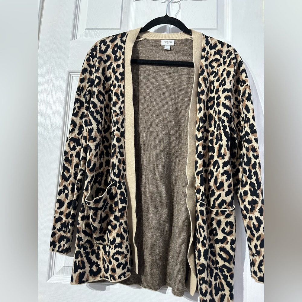 J. Crew Leopard Print Cardigan - Tan and Black (XS) - Picture 3 of 14